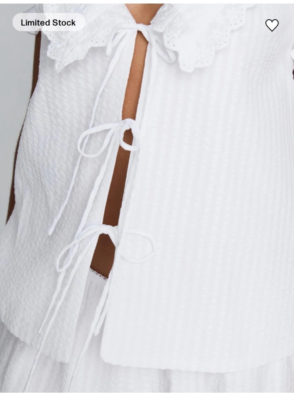 Princess Polly White Textured Tie-Front Tunic Top - Picture 3 of 11